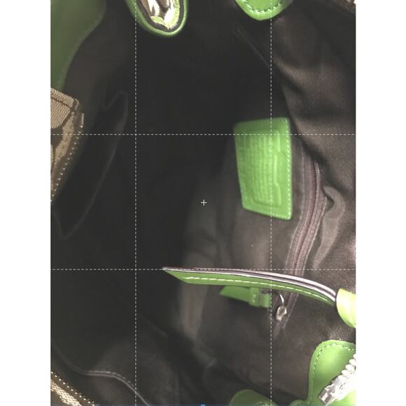 Coach Tan Monogram Green Leather Shoulder Handbag E0951-F13993 - Picture 10 of 12